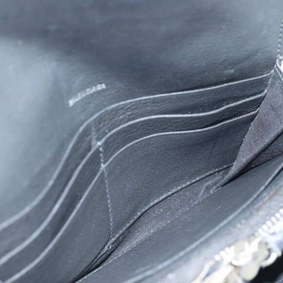 BALENCIAGA Paper Manny Long Wallet Leather Black Silver - Picture 10 of 15